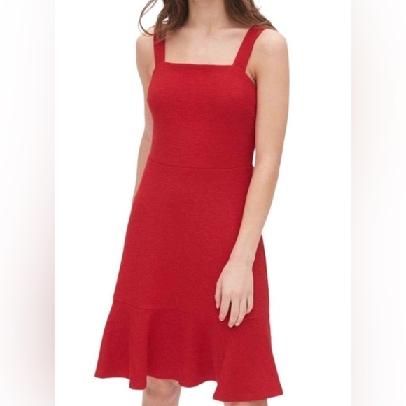 Gap Red Apron-back flounce dress (Size 12) - Picture 1 of 7